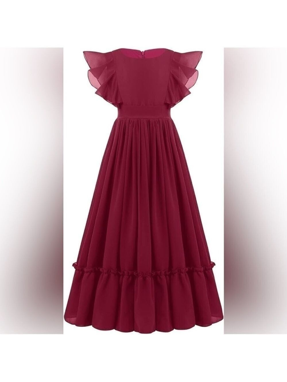 Ibtom Castle Girls Chiffon Long Party Dress Red Size 11-12 years(see size chart)